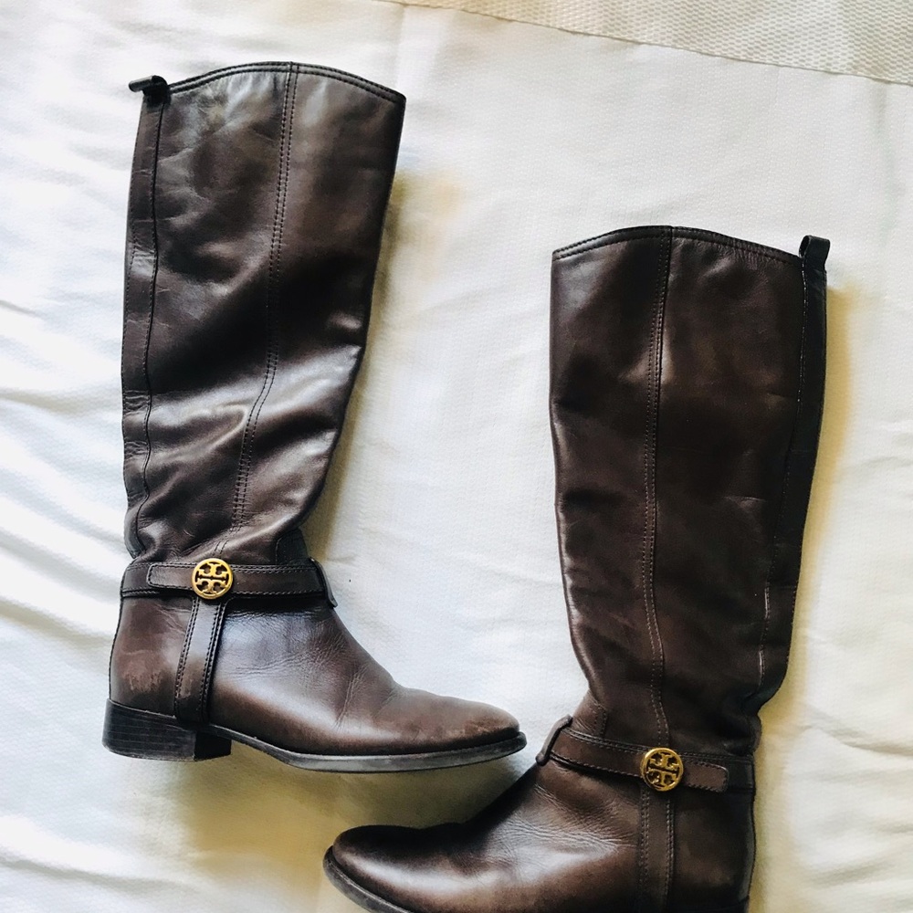 Tory Burch Brown Leather Riding Boots - Picture 3 of 11